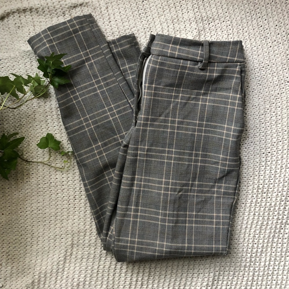 Beige plaid work pants